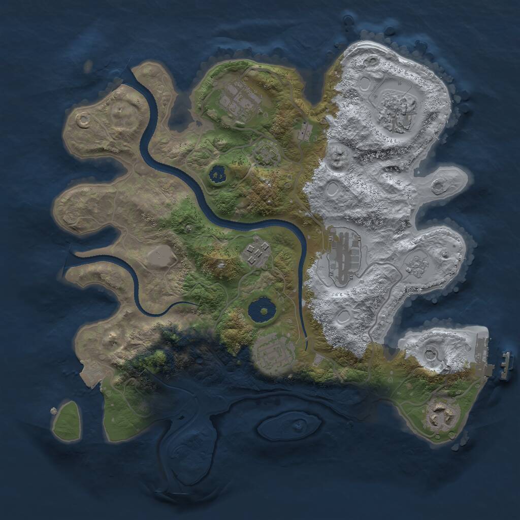 Rust Map: Procedural Map, Size: 3000, Seed: 2093939512, 11 Monuments