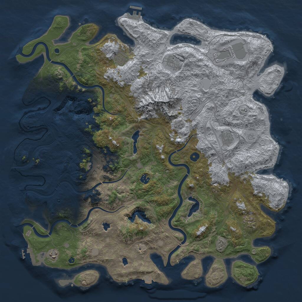Rust Map: Procedural Map, Size: 5000, Seed: 1040355835, 15 Monuments