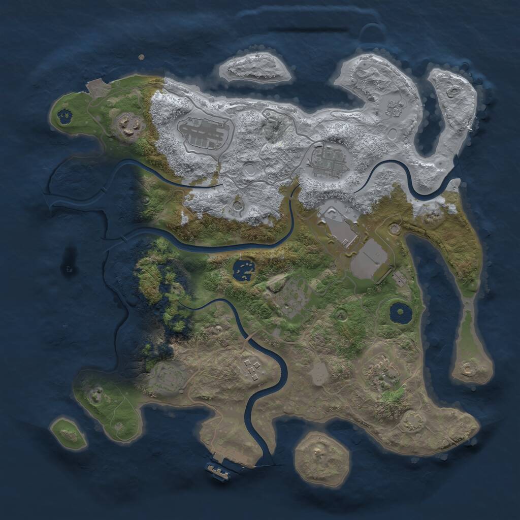 Rust Map: Procedural Map, Size: 3500, Seed: 8324725, 14 Monuments