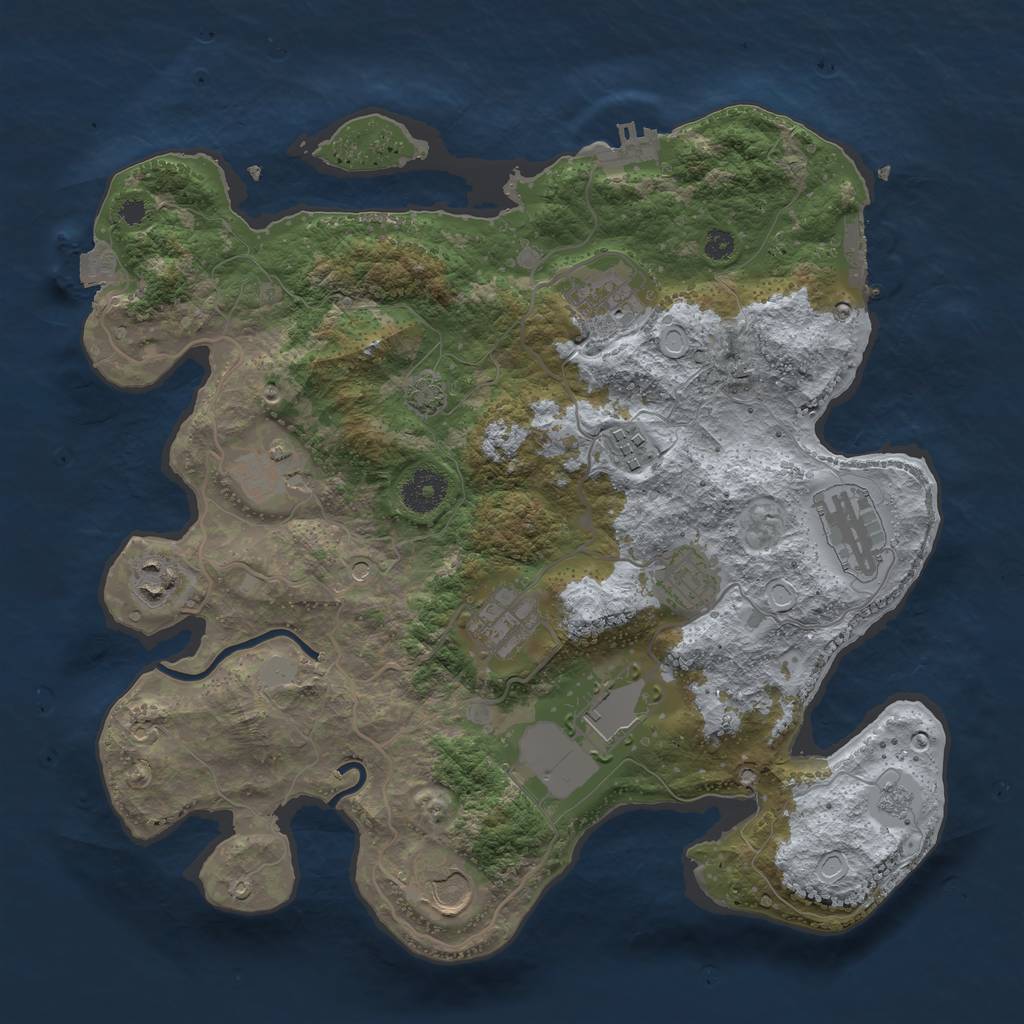 Rust Map: Procedural Map, Size: 3500, Seed: 21246754, 17 Monuments