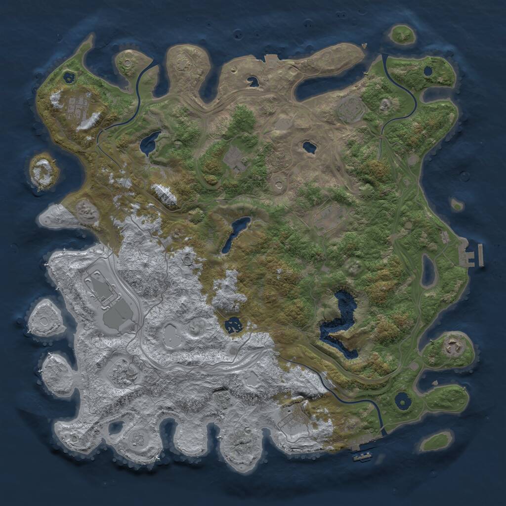 Rust Map: Procedural Map, Size: 4500, Seed: 165, 16 Monuments