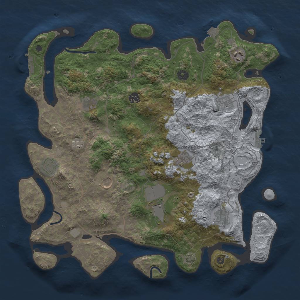 Rust Map: Procedural Map, Size: 4000, Seed: 201324594, 18 Monuments