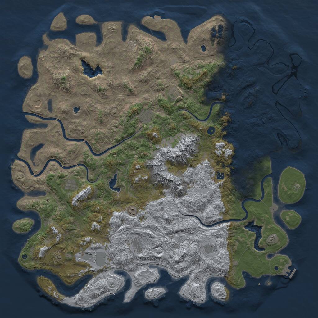Rust Map: Procedural Map, Size: 6000, Seed: 1060814517, 17 Monuments