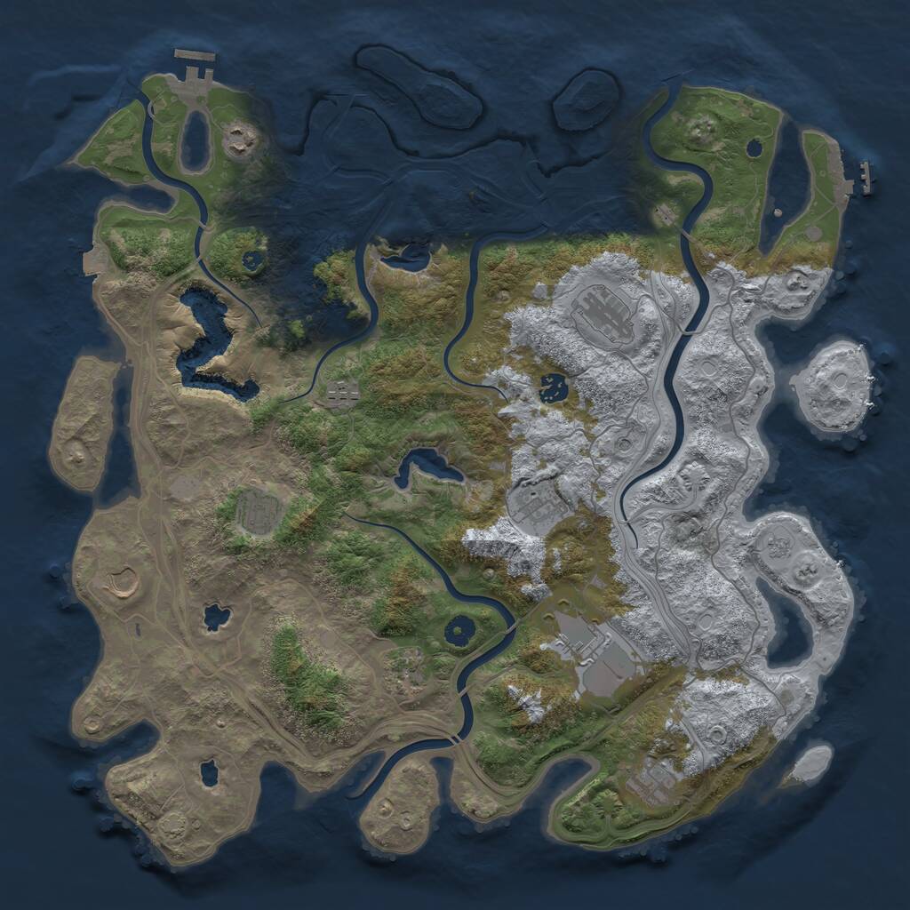 Rust Map: Procedural Map, Size: 4500, Seed: 9051, 16 Monuments