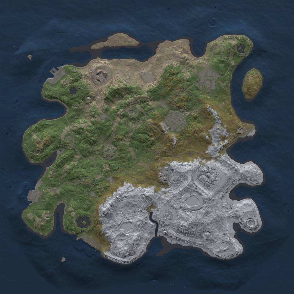 Rust Map: Procedural Map, Size: 3200, Seed: 346547675, 13 Monuments