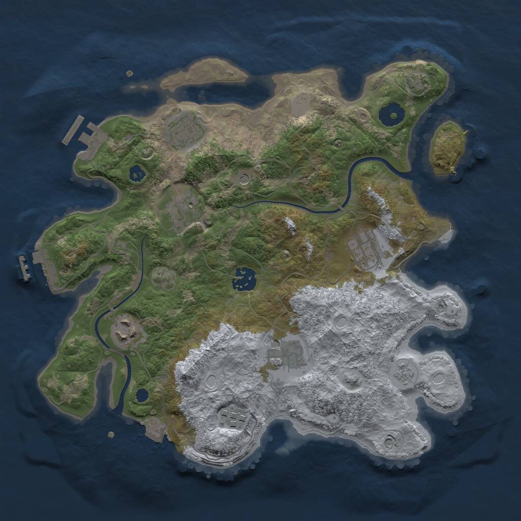Rust Map: Procedural Map, Size: 3200, Seed: 346547675, 13 Monuments