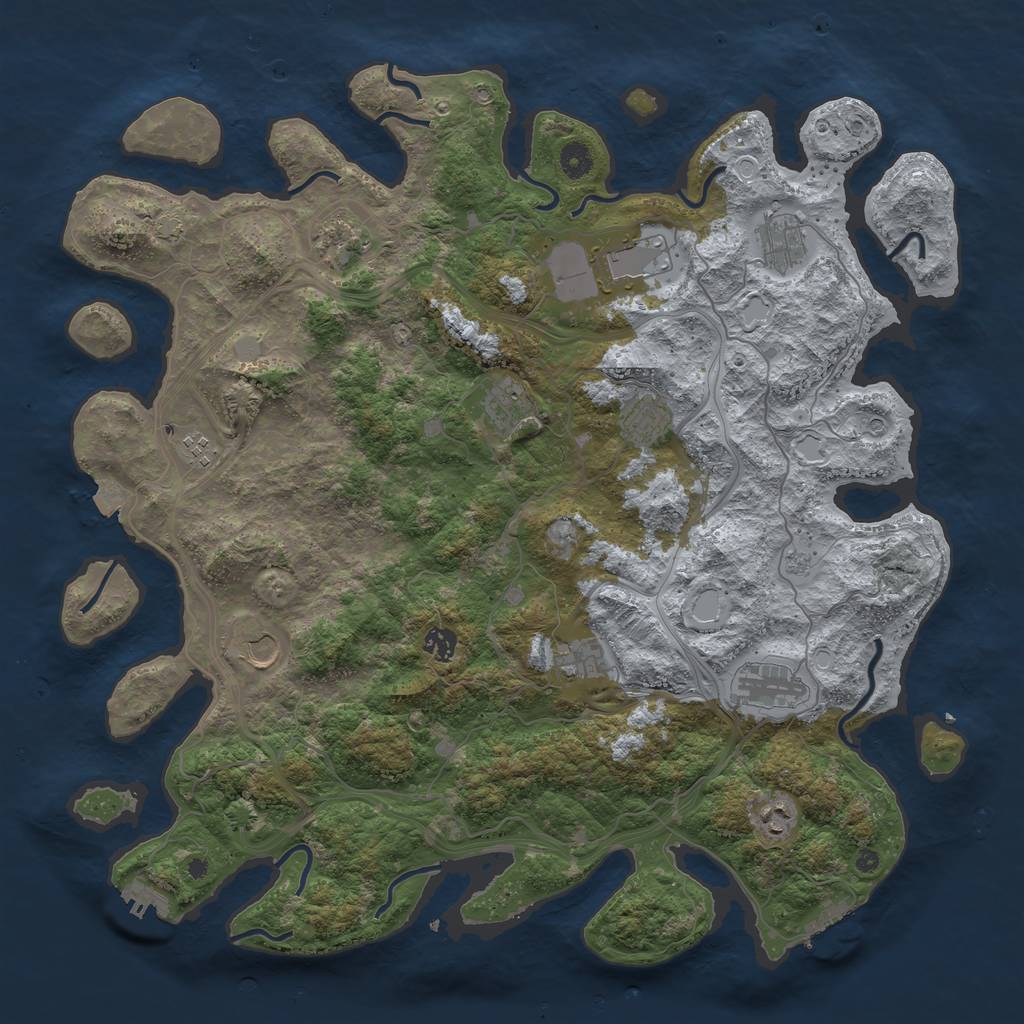Rust Map: Procedural Map, Size: 4500, Seed: 393880299, 19 Monuments