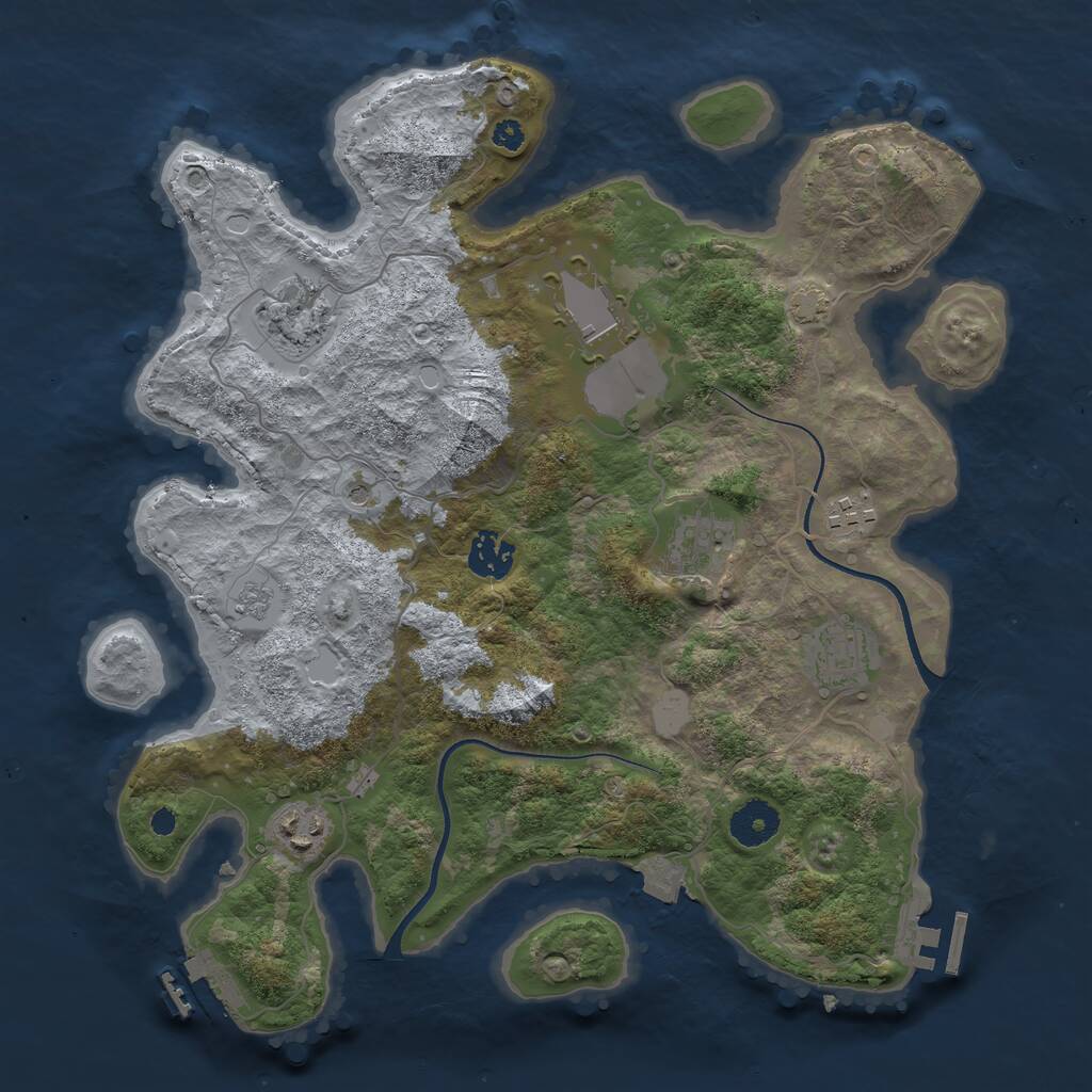 Rust Map: Procedural Map, Size: 3500, Seed: 1364383184, 13 Monuments