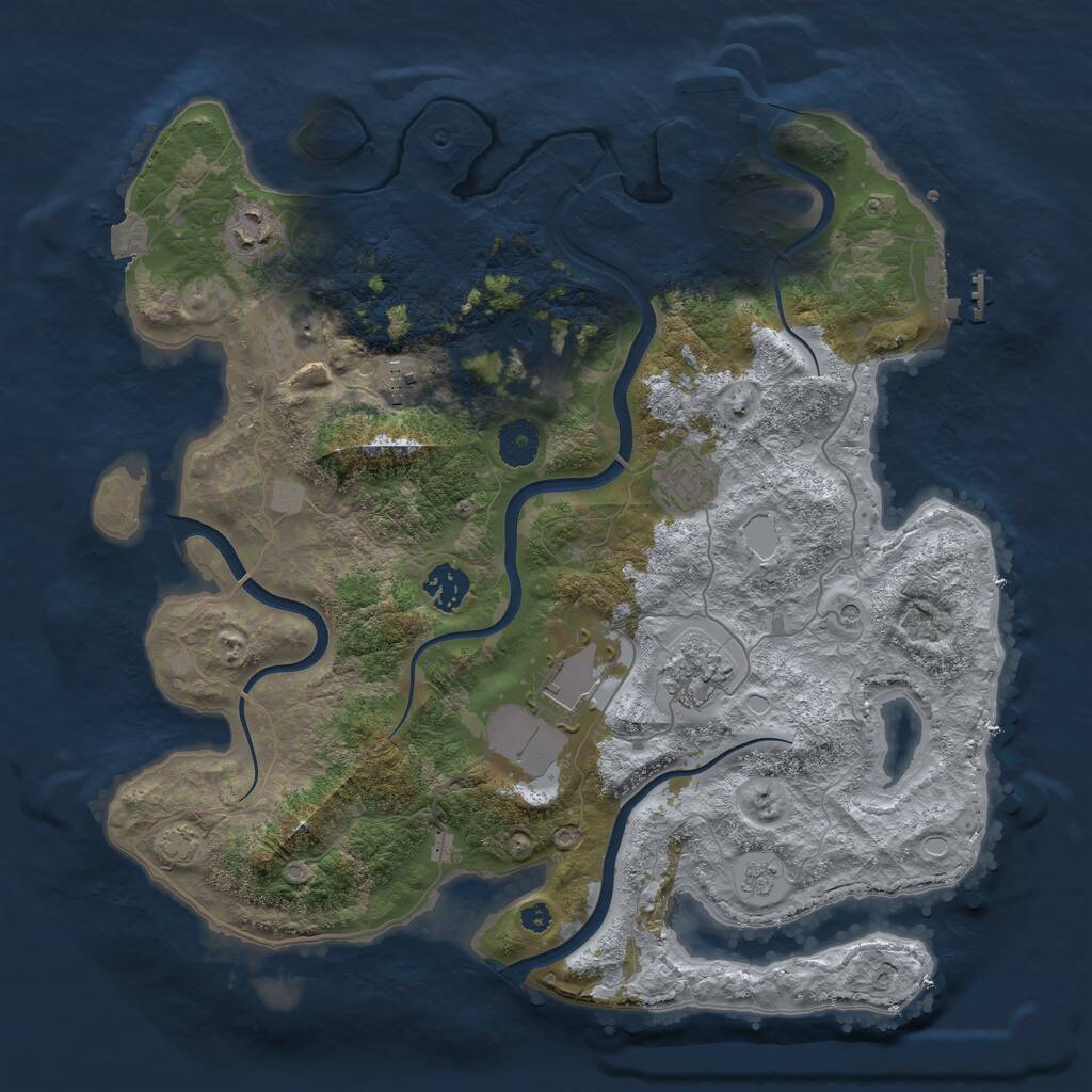 Rust Map: Procedural Map, Size: 3700, Seed: 2461503, 14 Monuments