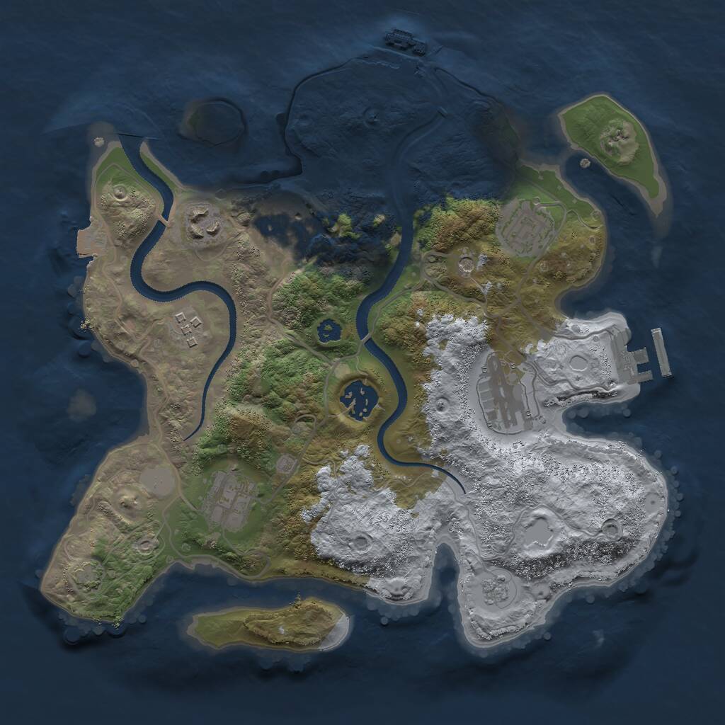 Rust Map: Procedural Map, Size: 3000, Seed: 8620175, 13 Monuments
