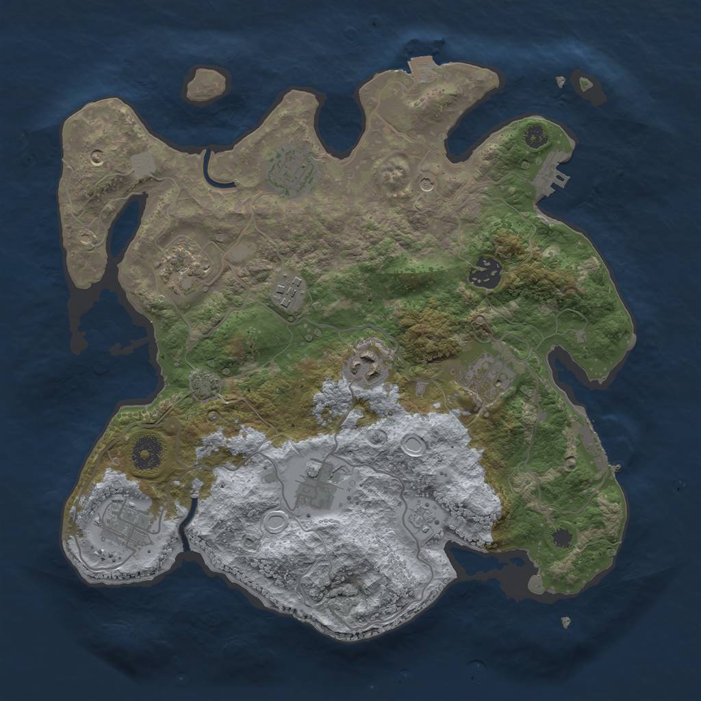 Rust Map: Procedural Map, Size: 3250, Seed: 1998113844, 16 Monuments