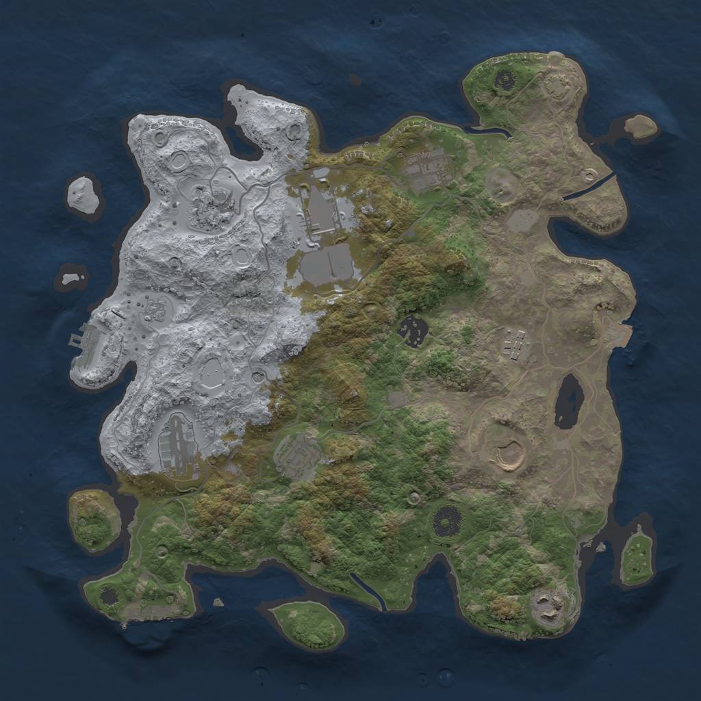 Rust Map: Procedural Map, Size: 3500, Seed: 131811868, 17 Monuments