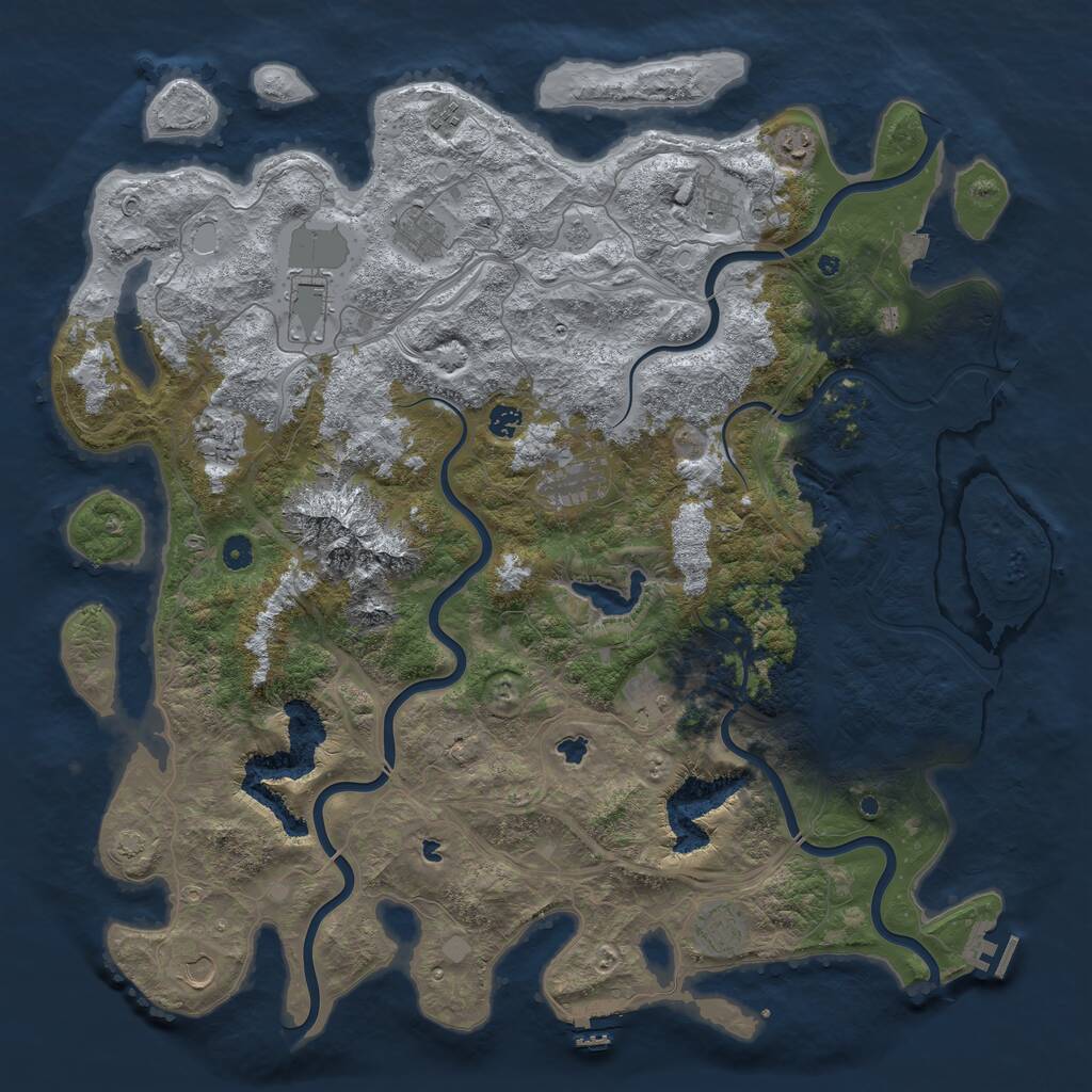 Rust Map: Procedural Map, Size: 5000, Seed: 632393837, 17 Monuments