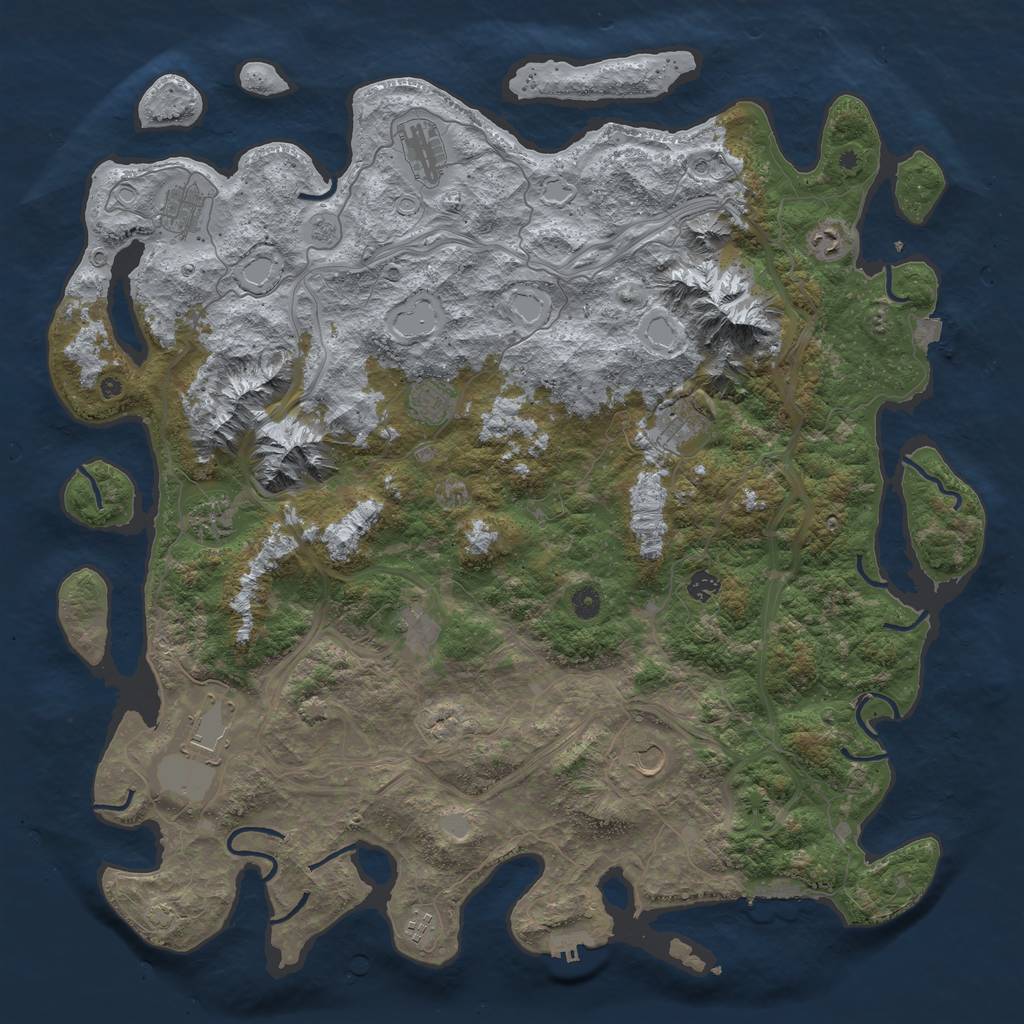 Rust Map: Procedural Map, Size: 5000, Seed: 632393837, 19 Monuments