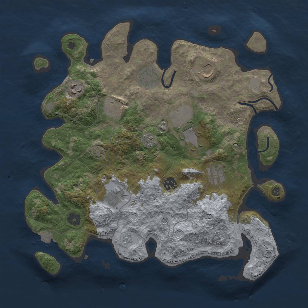 Rust Map: Procedural Map, Size: 3500, Seed: 1738778854, 15 Monuments