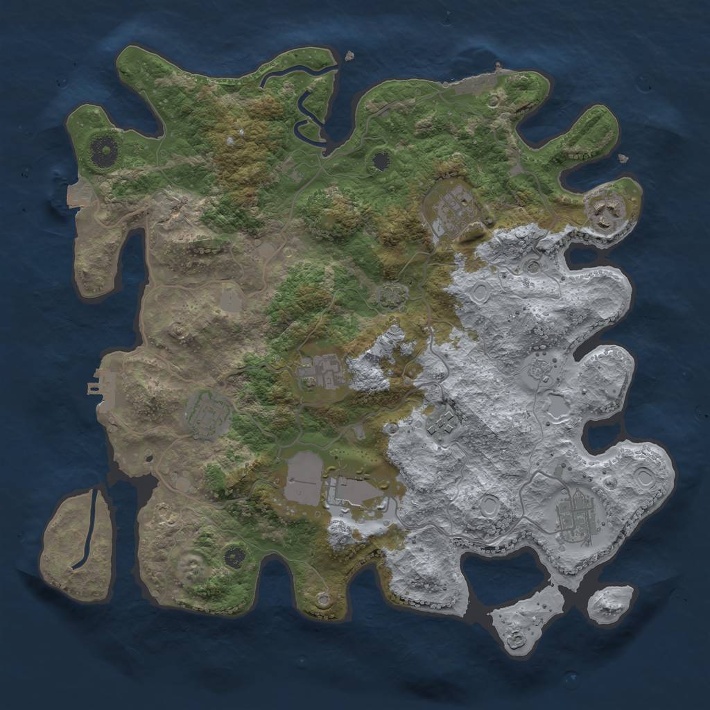 Rust Map: Procedural Map, Size: 3550, Seed: 858501146, 15 Monuments
