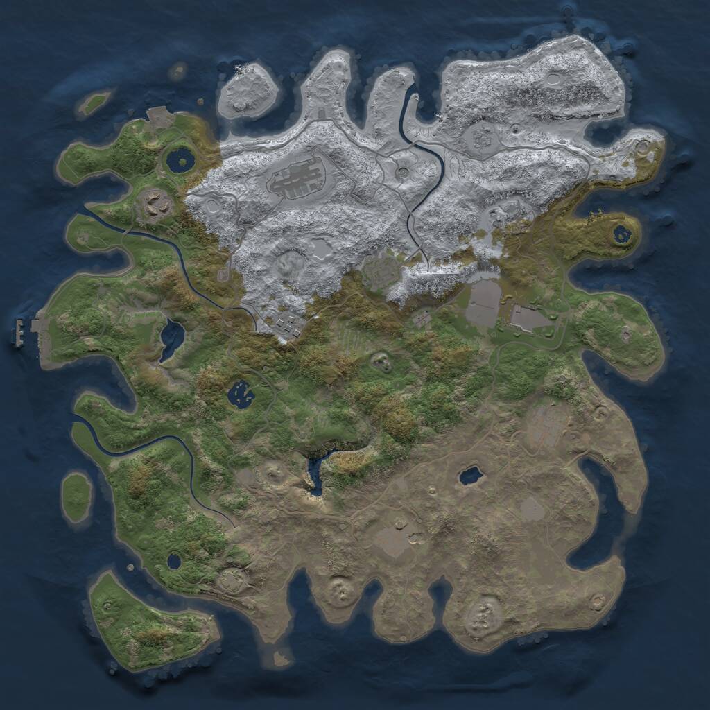 Rust Map: Procedural Map, Size: 4050, Seed: 1590201846, 14 Monuments