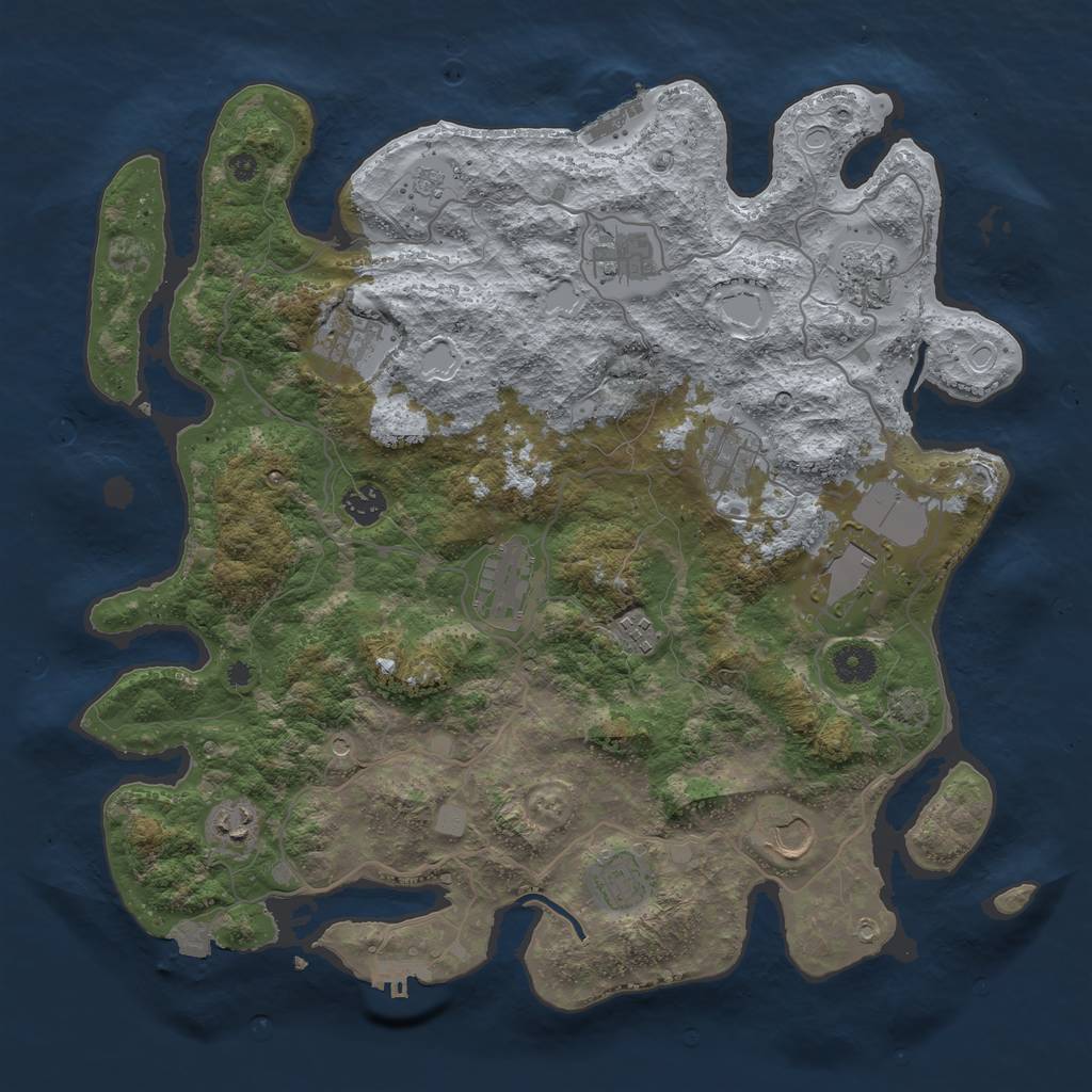 Rust Map: Procedural Map, Size: 4000, Seed: 2023477303, 19 Monuments