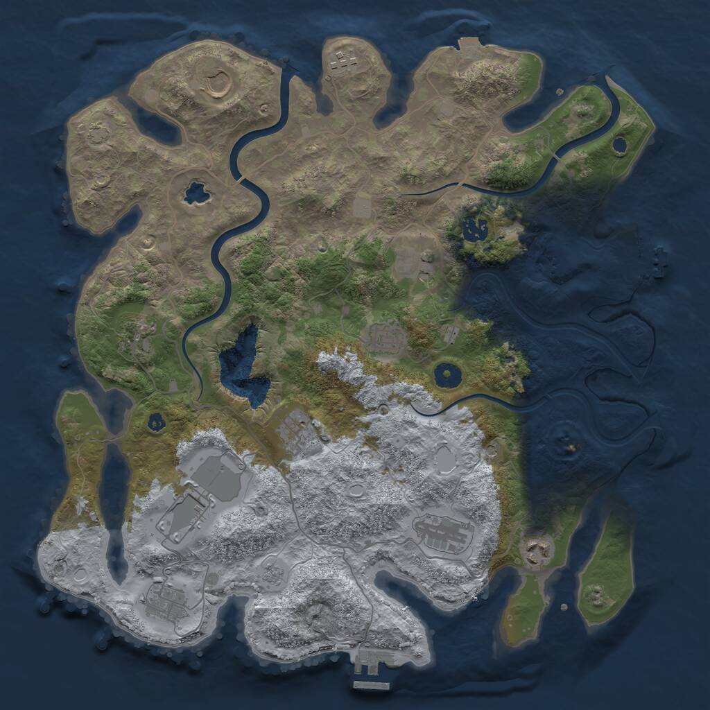 Rust Map: Procedural Map, Size: 4000, Seed: 1385009707, 17 Monuments