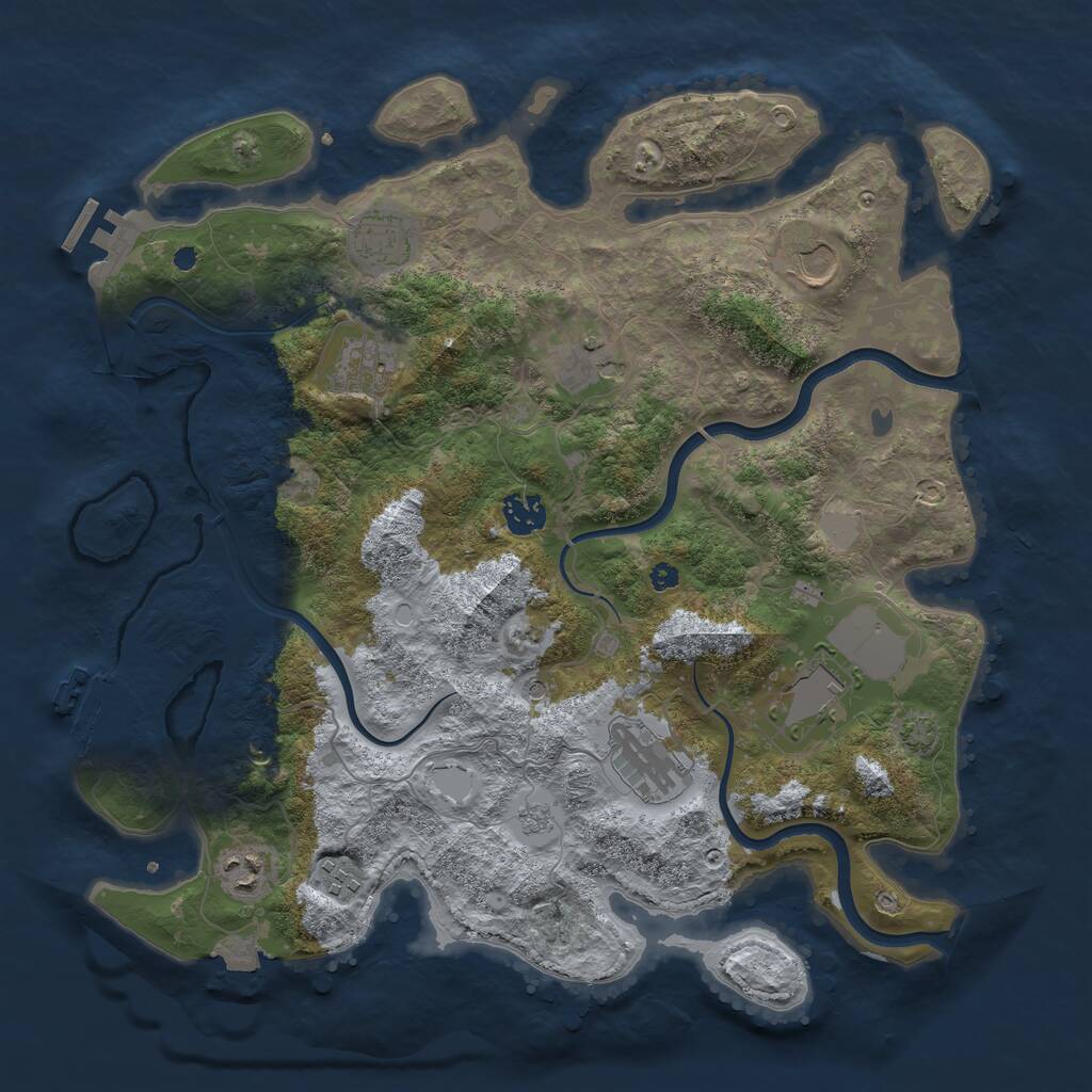 Rust Map: Procedural Map, Size: 3800, Seed: 877278297, 15 Monuments