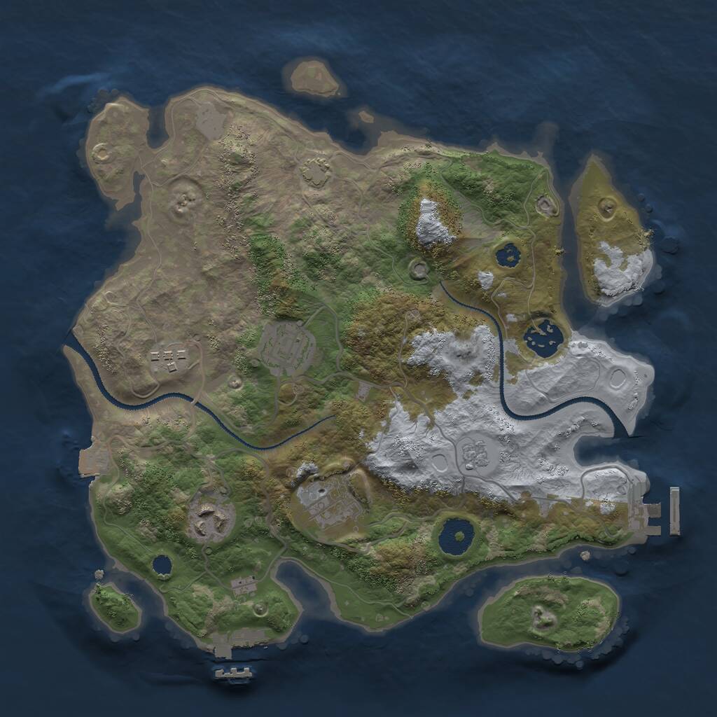 Rust Map: Procedural Map, Size: 3000, Seed: 1556239768, 10 Monuments
