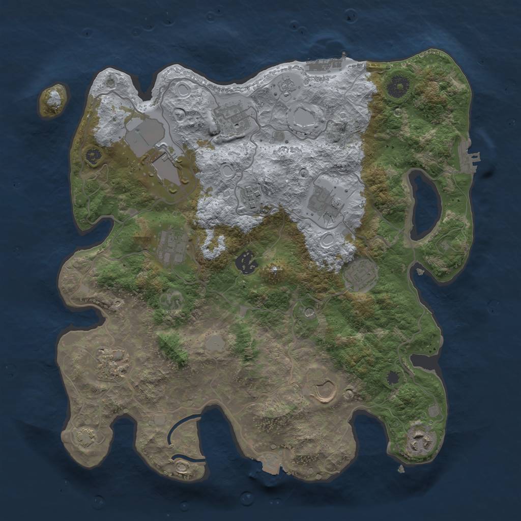 Rust Map: Procedural Map, Size: 3500, Seed: 128919496, 18 Monuments