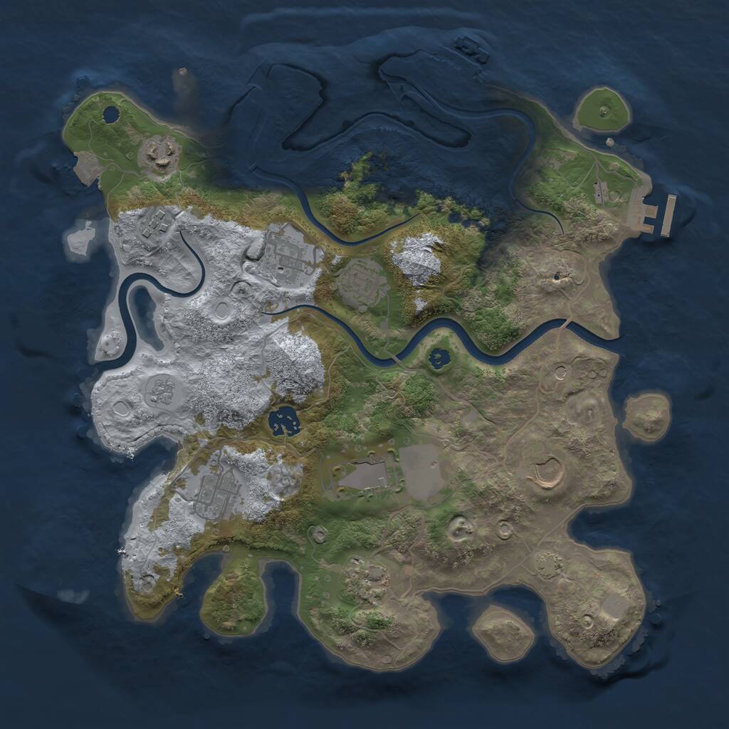 Rust Map: Procedural Map, Size: 3500, Seed: 117289433, 15 Monuments