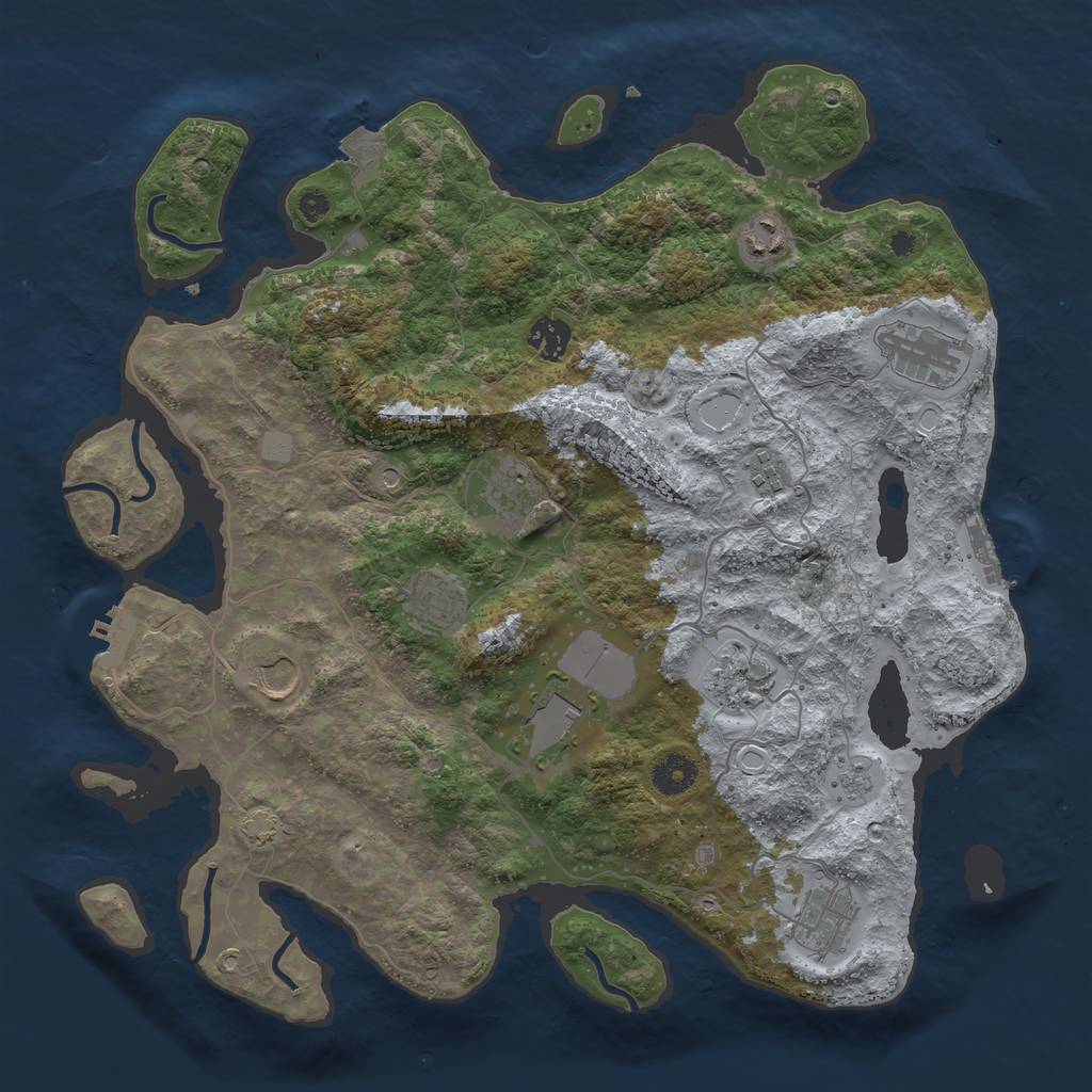 Rust Map: Procedural Map, Size: 3850, Seed: 1071896466, 18 Monuments