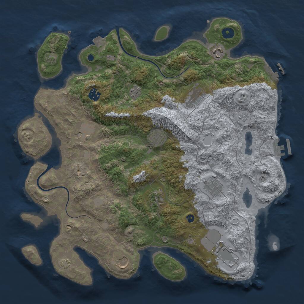 Rust Map: Procedural Map, Size: 3850, Seed: 1071896466, 16 Monuments