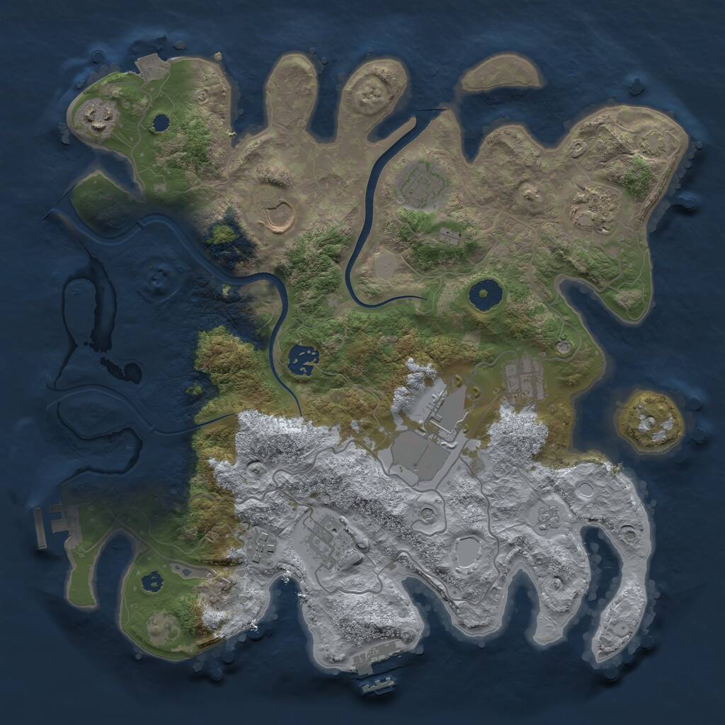 Rust Map: Procedural Map, Size: 3500, Seed: 977922249, 15 Monuments