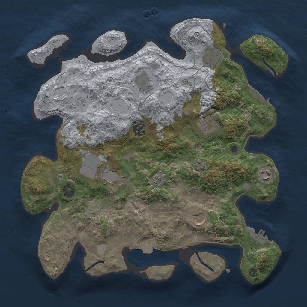 Rust Map: Procedural Map, Size: 3500, Seed: 552727284, 16 Monuments