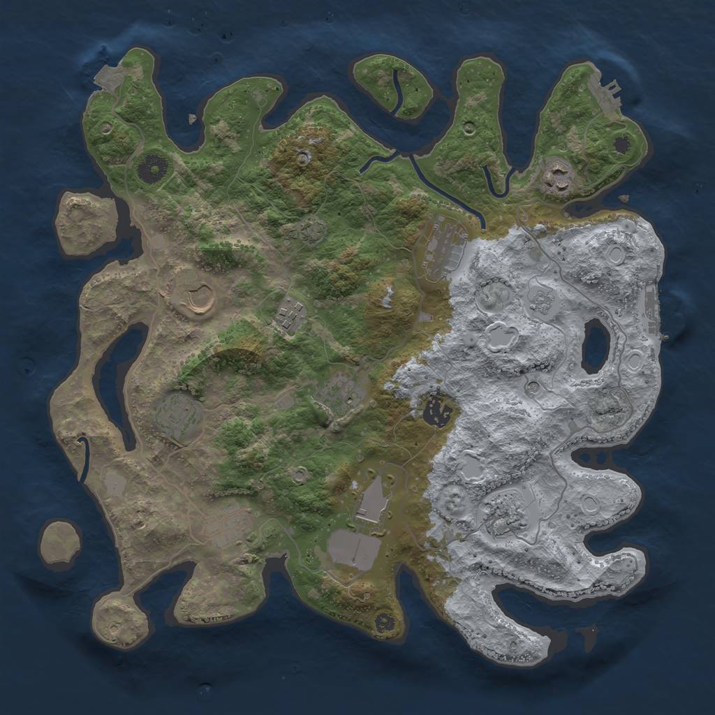 Rust Map: Procedural Map, Size: 3700, Seed: 1106387734, 18 Monuments