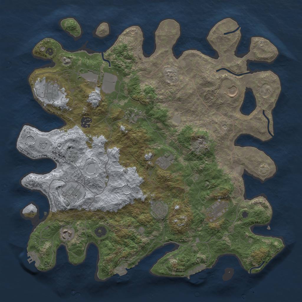 Rust Map: Procedural Map, Size: 4000, Seed: 909971355, 19 Monuments