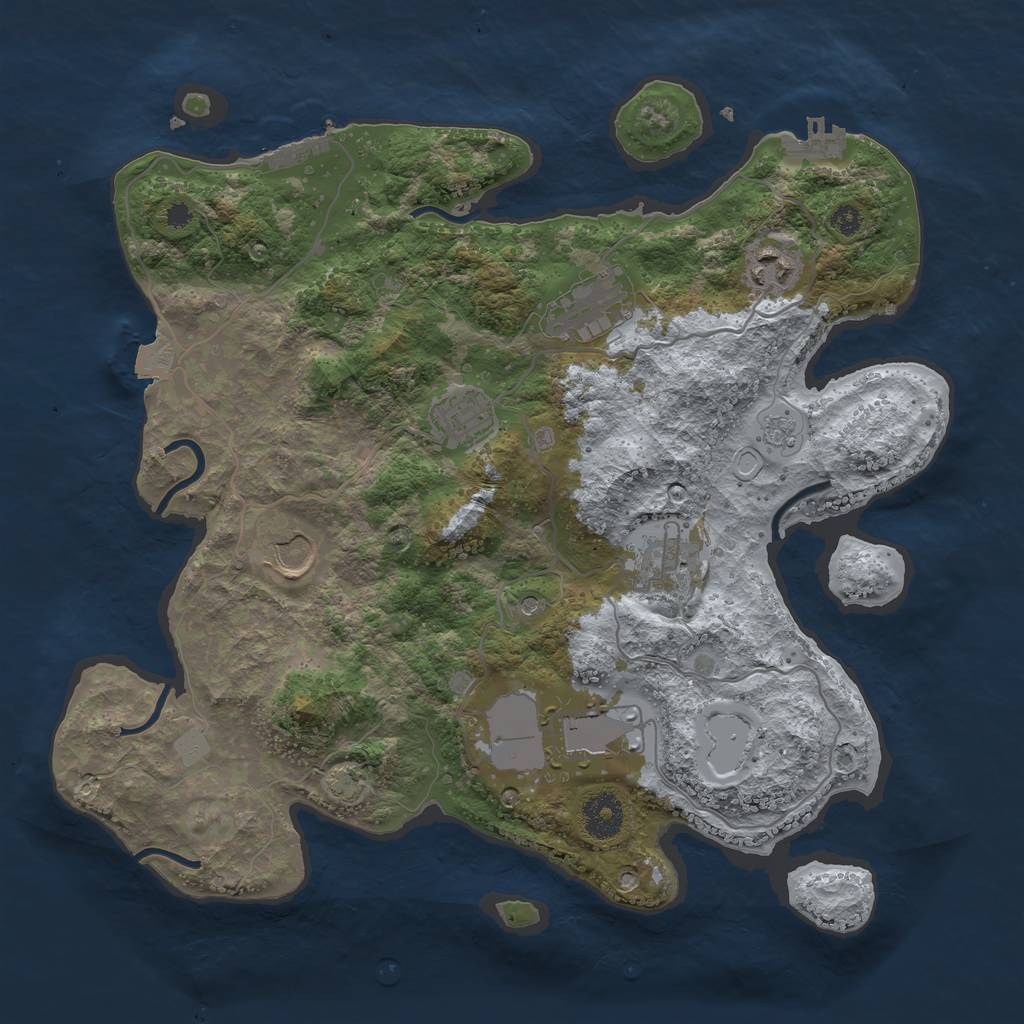 Rust Map: Procedural Map, Size: 3500, Seed: 81083089, 14 Monuments