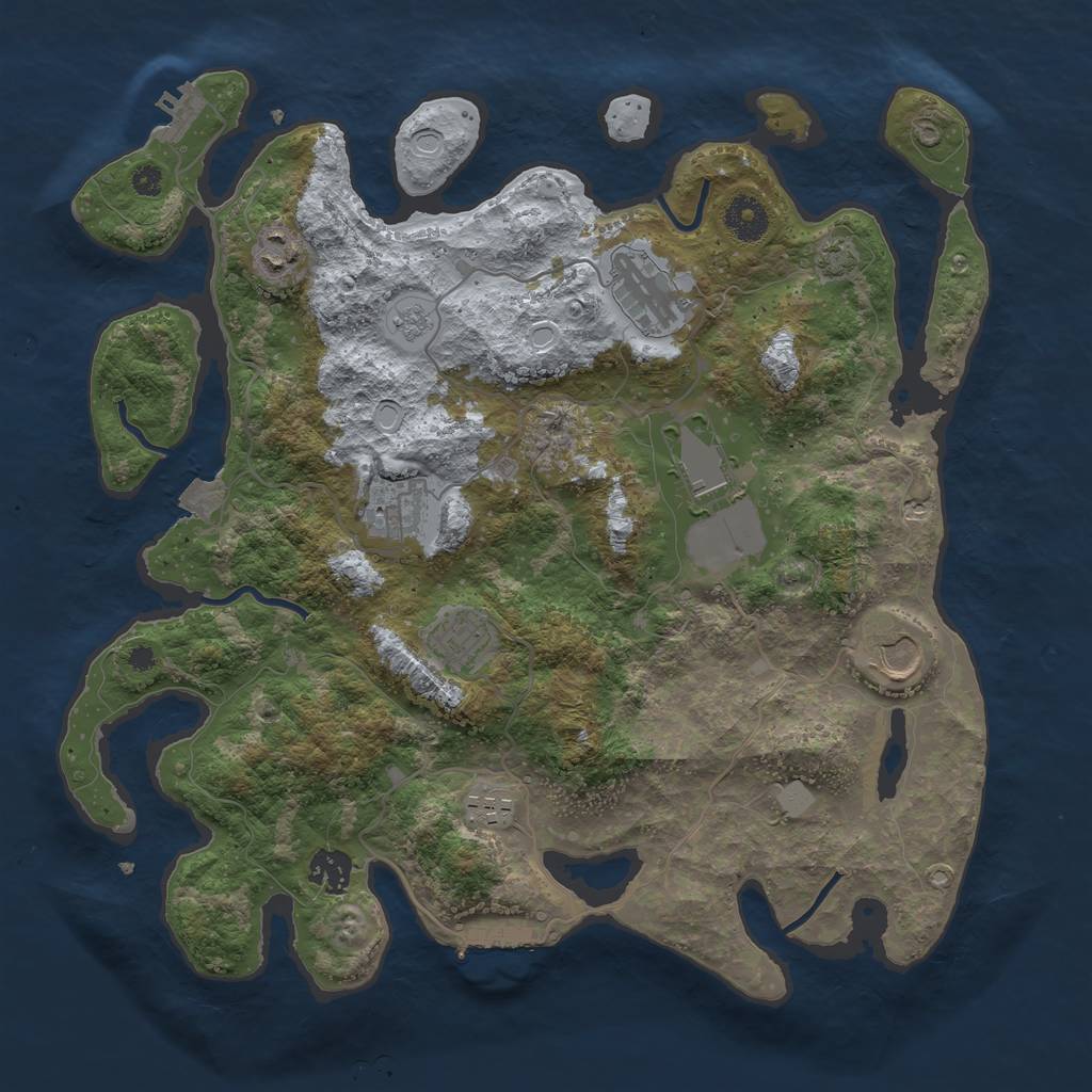 Rust Map: Procedural Map, Size: 3700, Seed: 1087712207, 15 Monuments