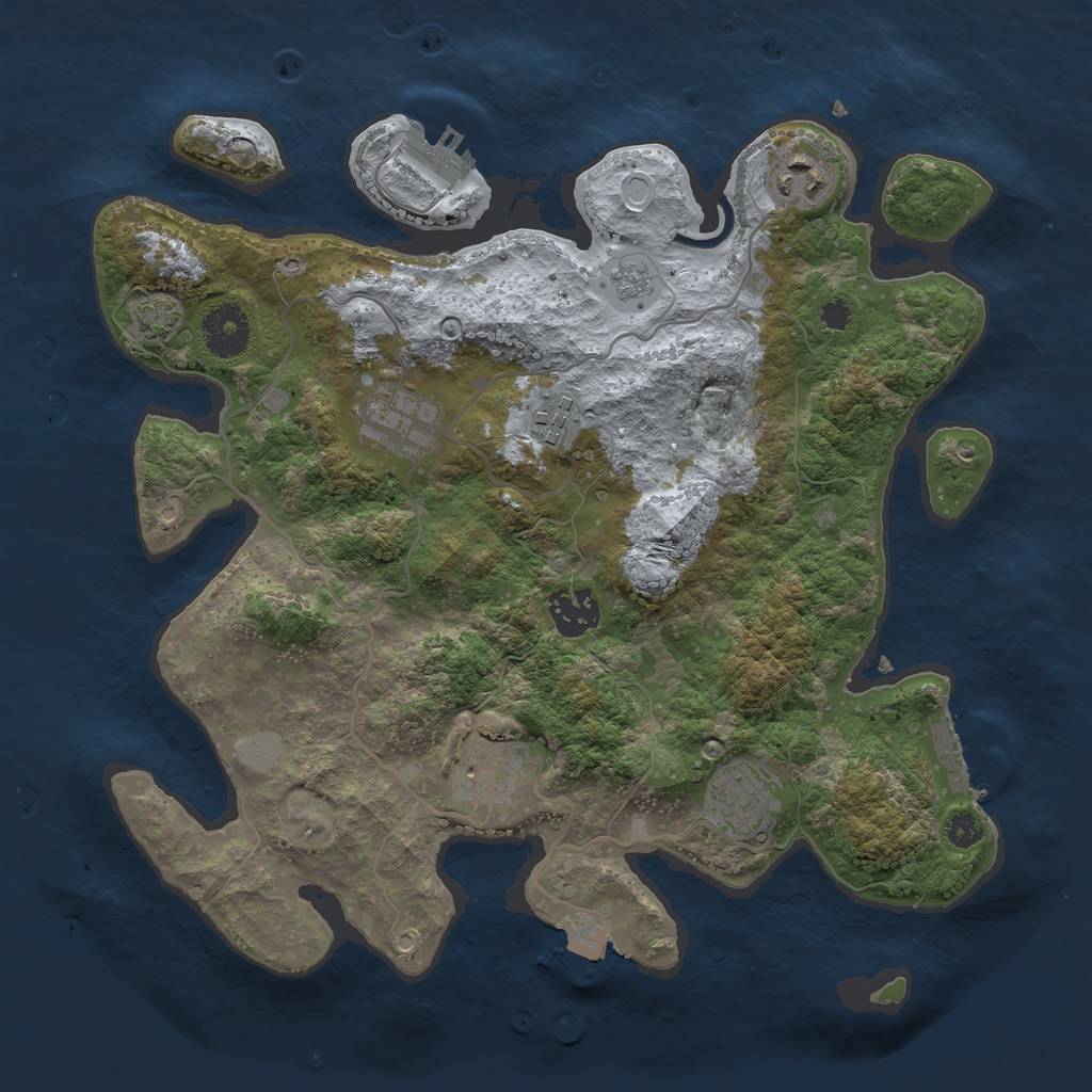 Rust Map: Procedural Map, Size: 3250, Seed: 521908507, 13 Monuments