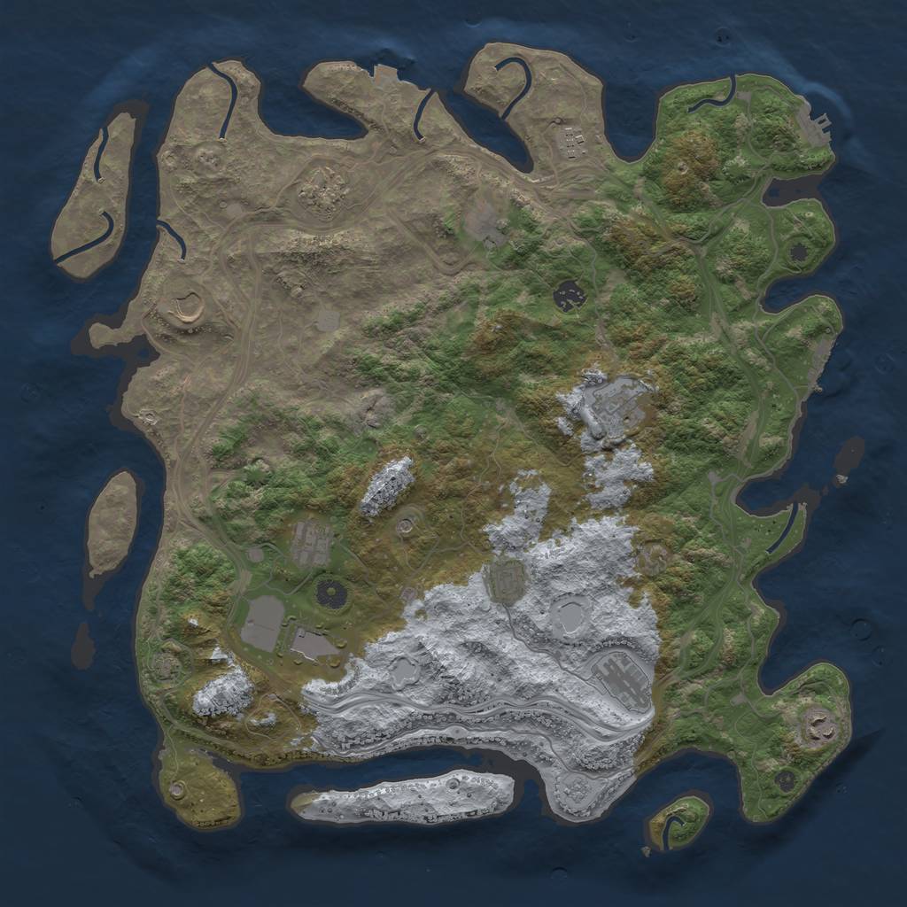 Rust Map: Procedural Map, Size: 4500, Seed: 2025215714, 19 Monuments