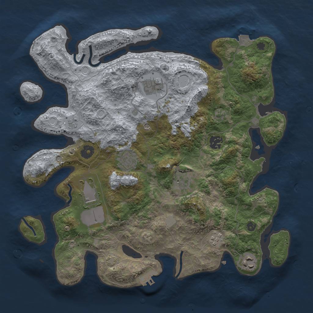 Rust Map: Procedural Map, Size: 3500, Seed: 1811732594, 14 Monuments