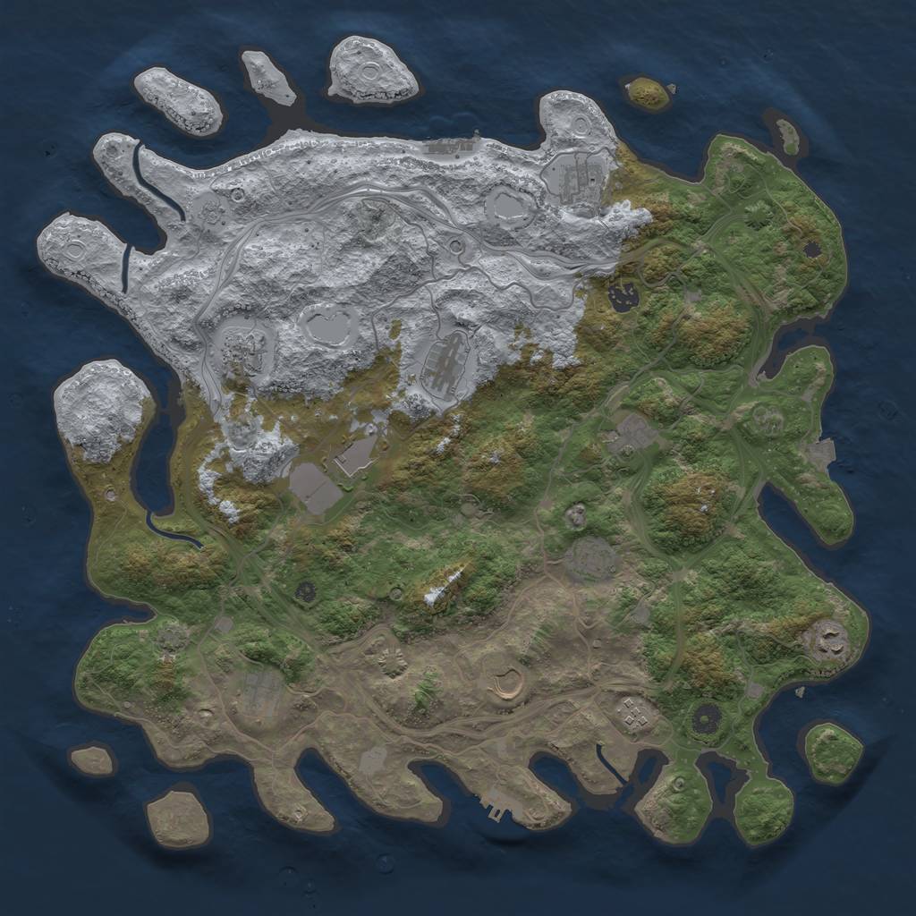 Rust Map: Procedural Map, Size: 4500, Seed: 476902307, 19 Monuments