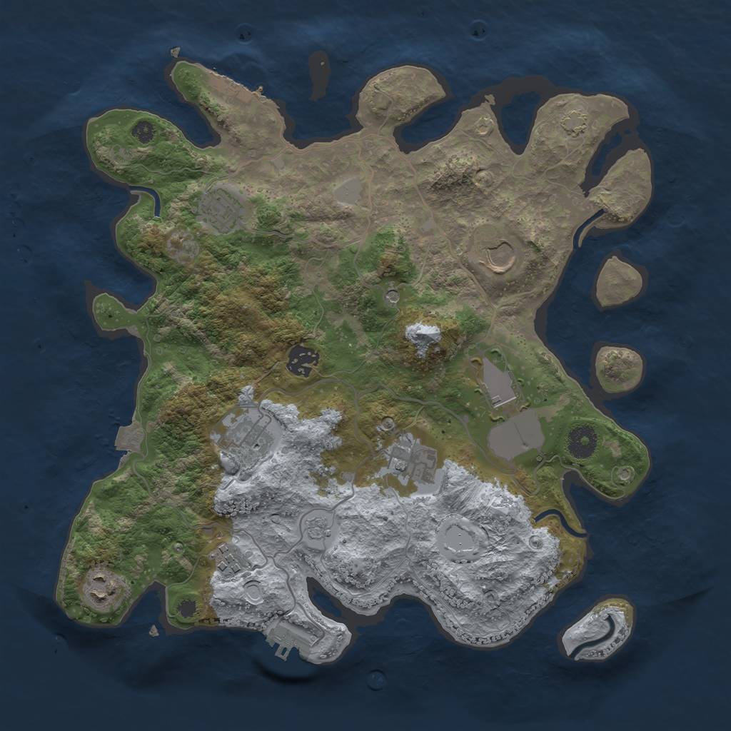 Rust Map: Procedural Map, Size: 3500, Seed: 88841, 16 Monuments