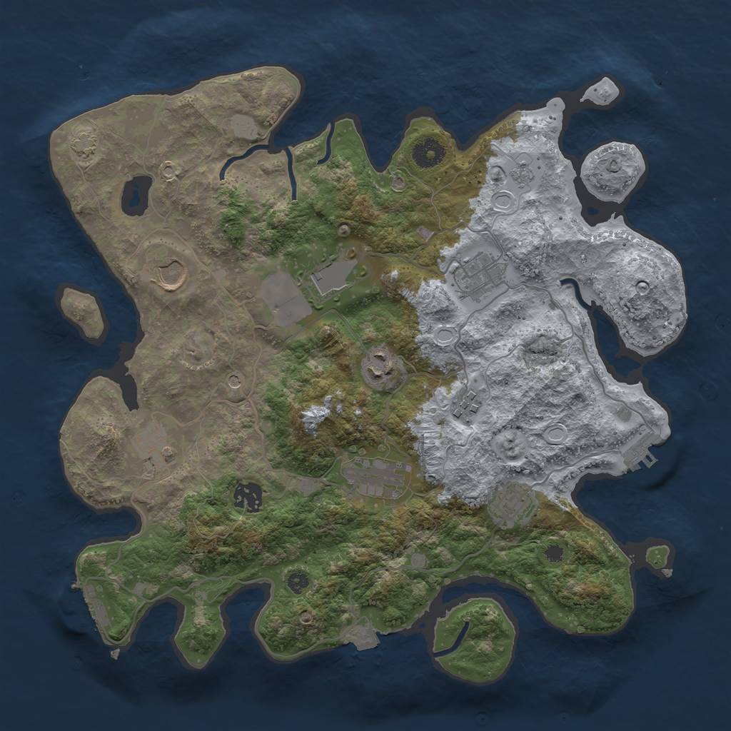 Rust Map: Procedural Map, Size: 3600, Seed: 984034691, 17 Monuments