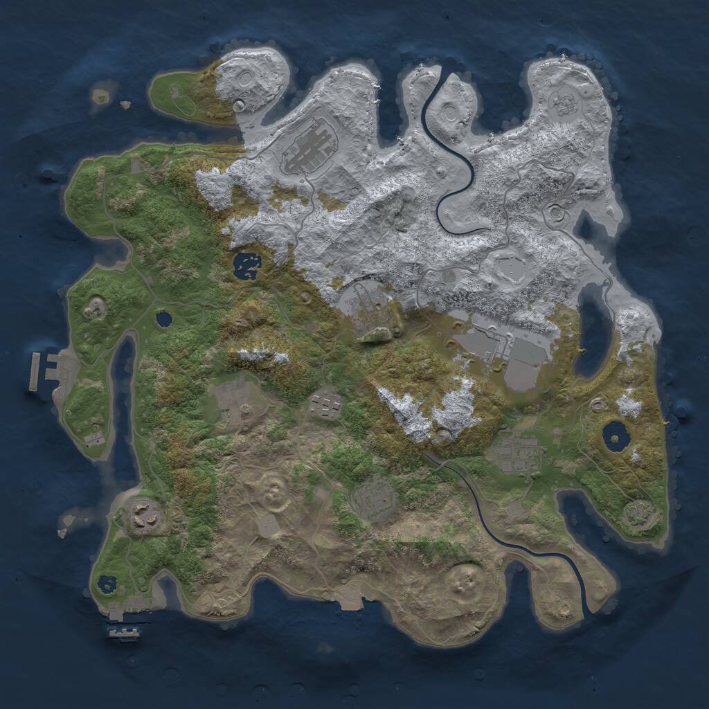 Rust Map: Procedural Map, Size: 3700, Seed: 1728616269, 14 Monuments