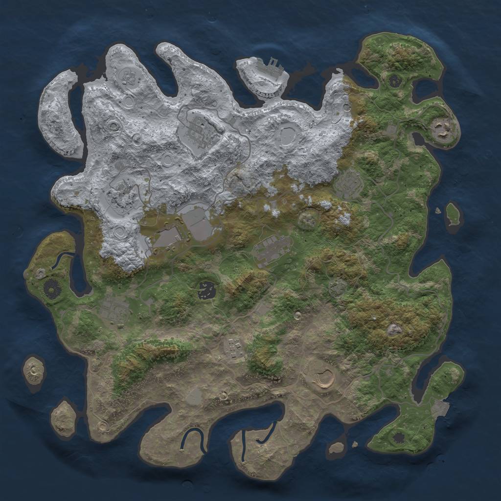 Rust Map: Procedural Map, Size: 4000, Seed: 674873099, 17 Monuments