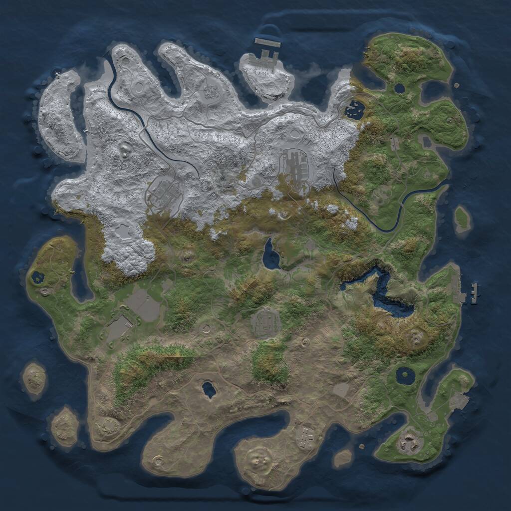 Rust Map: Procedural Map, Size: 4000, Seed: 674873099, 13 Monuments