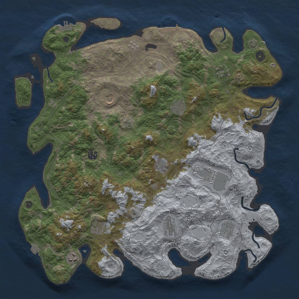 Rust Map: Procedural Map, Size: 4500, Seed: 834723984, 19 Monuments