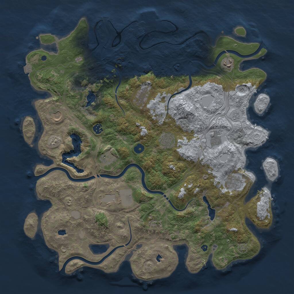 Rust Map: Procedural Map, Size: 4500, Seed: 626590513, 16 Monuments