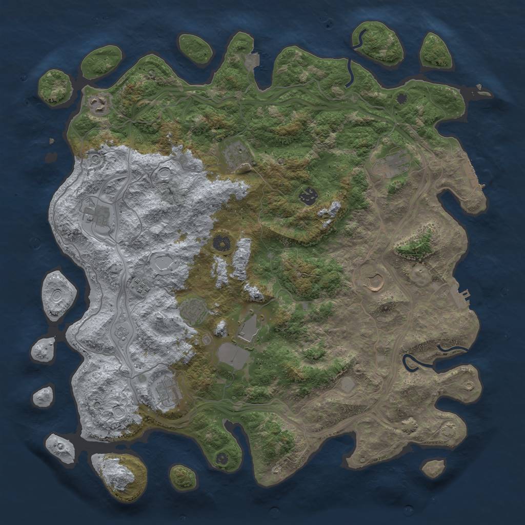 Rust Map: Procedural Map, Size: 4500, Seed: 1670540912, 18 Monuments