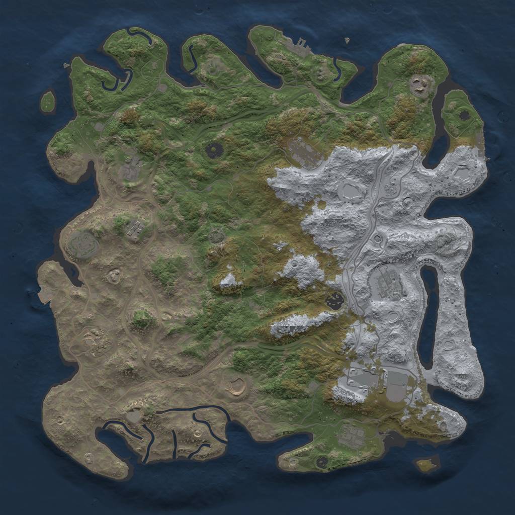 Rust Map: Procedural Map, Size: 4500, Seed: 54503501, 19 Monuments