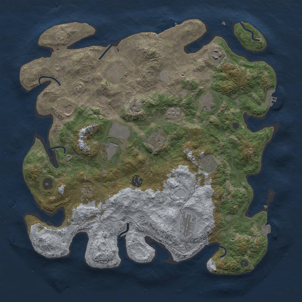 Rust Map: Procedural Map, Size: 4000, Seed: 248797773, 19 Monuments