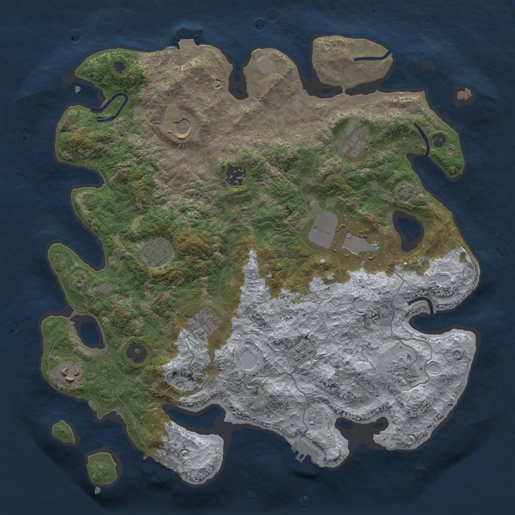 Rust Map: Procedural Map, Size: 3800, Seed: 232291224, 17 Monuments